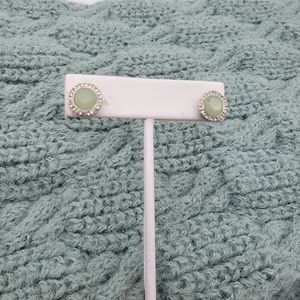 Cable Knit Scarf & Earring Bundle in Seafoam One Size Pierced Ears